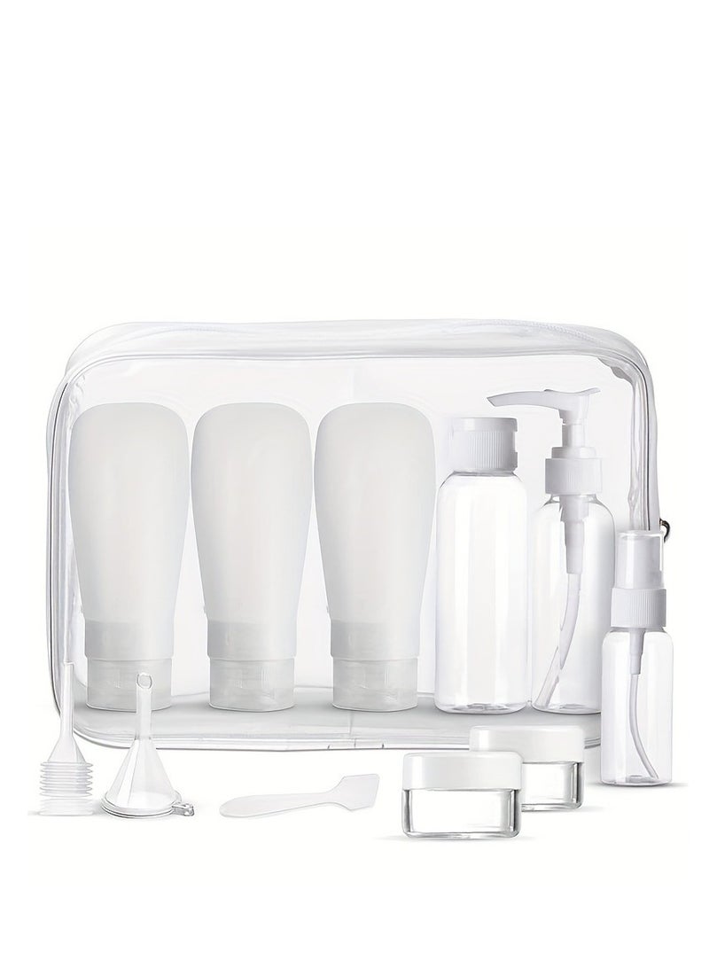 12 PCS Travel Bottles for Toiletries, Tsa Approved Travel Size Containers with Travel Bag, Leak Proof BPA Free Squeezable Travel Essentials for Shampoo, Conditioner, Lotion (White) - Image 1