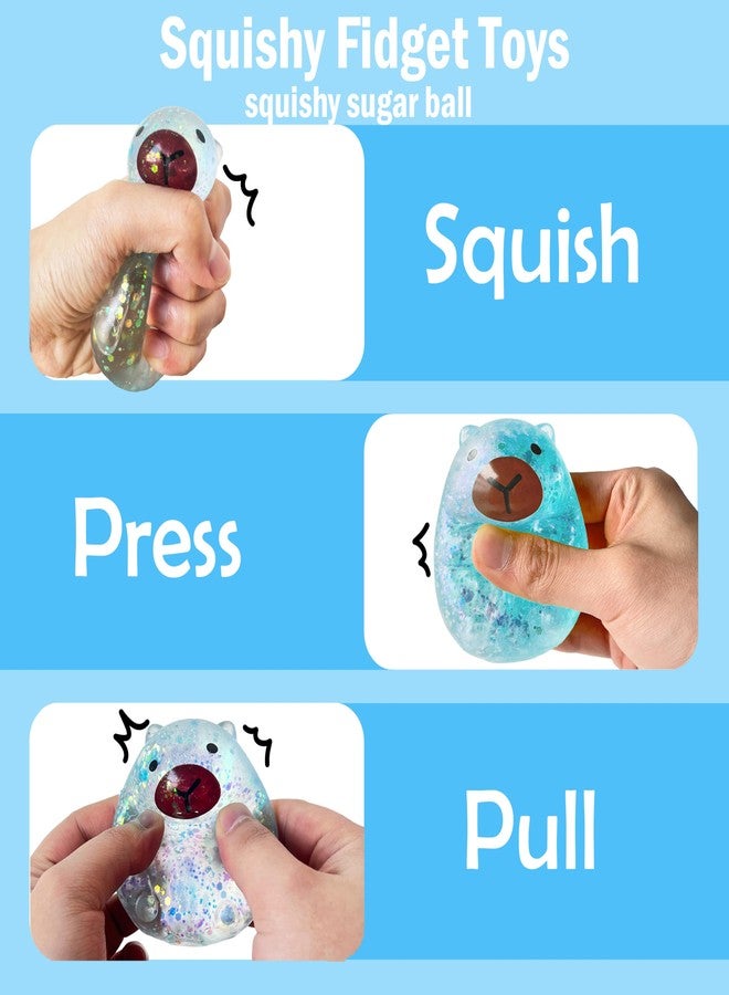 ZTATU Kawaii Capybara Squishy Toys, Stress Balls for Kids, Autism Sensory Toys for Kids 5-7, Animal Party Favors Stress Relief Gifts Squishy Sugar Ball, Classroom Prizes Easter Basket Stuffers (Blue) - Image 4