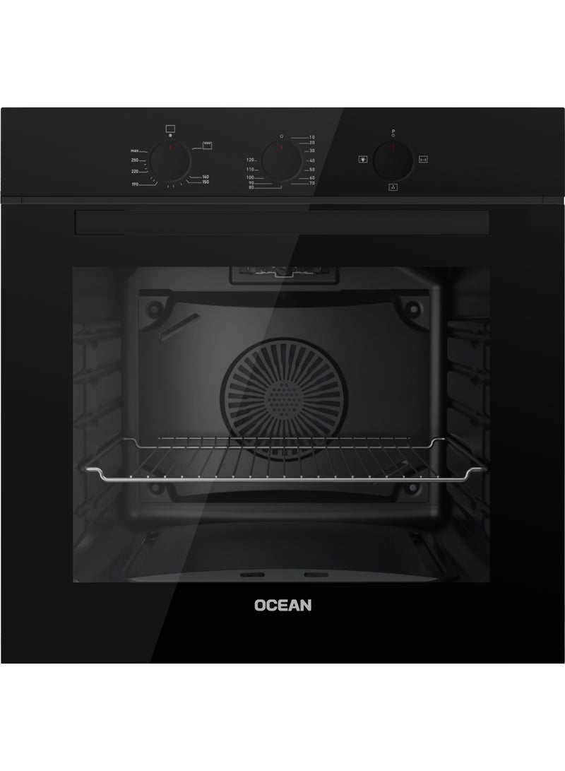 Ocean Built-in Oven, 60 cm, 69 Liter, Black Glass, Grill, OOGR 65 N F SV BLACK GLASS