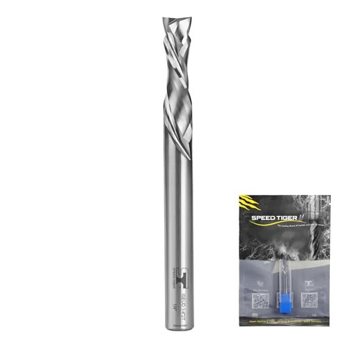 SPEED TIGER Carbide Spiral Router Bits - Up Down Compression Bit, ISEUD1/4” Diameter, 1” Cutting Length, 2-1/2"OVL (1 Piece, 1/4") - for Wood, Plywood, MDF, Oak, Aluminum – Mill Bits Sets - Image 1