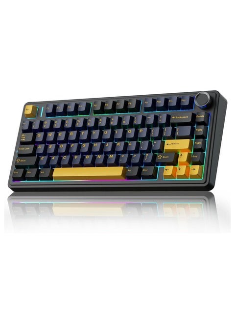 AULA F75 Wireless Mechanical Gaming Keyboard – 75% Compact Gasket Mount – Tri-Mode Bluetooth 5.0/2.4G/USB-C – Hot-Swappable Crescent Switches – RGB Backlit – Long Battery Life – Ultra-Fast Response for PC/Mac – (Black)