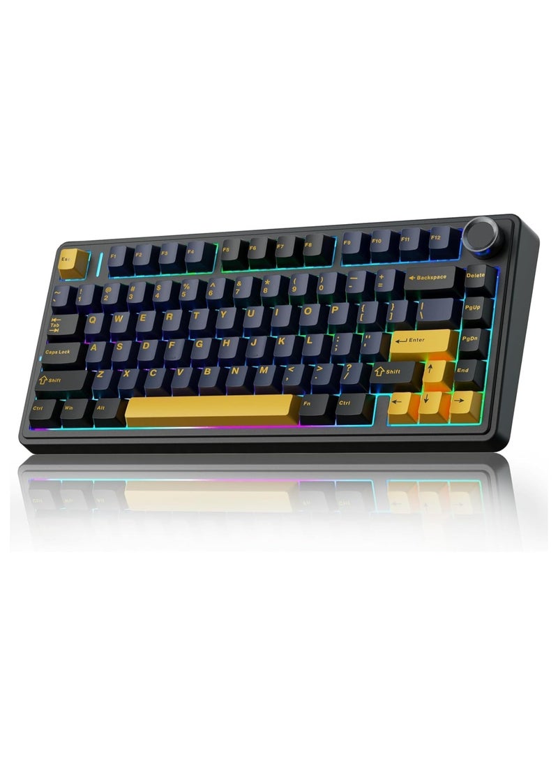 AULA - AULA F75 Wireless Mechanical Gaming Keyboard – 75% Compact Gasket Mount – Tri-Mode Bluetooth 5.0/2.4G/USB-C – Hot-Swappable Crescent Switches – RGB Backlit – Long Battery Life – Ultra-Fast Response for PC/Mac – (Black) - Image 1