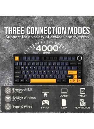 AULA F75 Wireless Mechanical Gaming Keyboard – 75% Compact Gasket Mount – Tri-Mode Bluetooth 5.0/2.4G/USB-C – Hot-Swappable Crescent Switches – RGB Backlit – Long Battery Life – Ultra-Fast Response for PC/Mac – (Black) - view 3