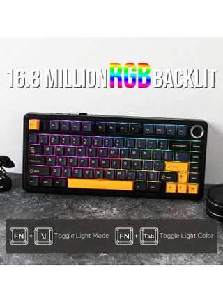 AULA F75 Wireless Mechanical Gaming Keyboard – 75% Compact Gasket Mount – Tri-Mode Bluetooth 5.0/2.4G/USB-C – Hot-Swappable Crescent Switches – RGB Backlit – Long Battery Life – Ultra-Fast Response for PC/Mac – (Black) - view 5
