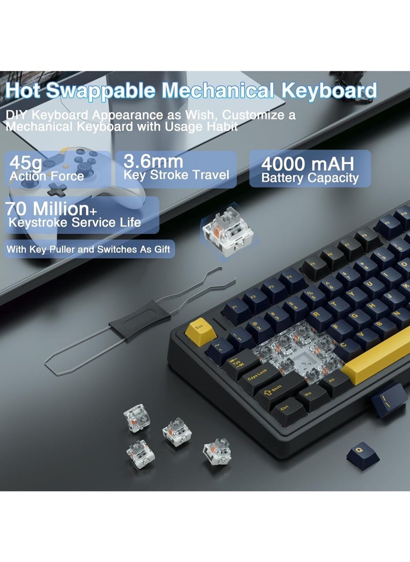AULA - AULA F75 Wireless Mechanical Gaming Keyboard – 75% Compact Gasket Mount – Tri-Mode Bluetooth 5.0/2.4G/USB-C – Hot-Swappable Crescent Switches – RGB Backlit – Long Battery Life – Ultra-Fast Response for PC/Mac – (Black) - Image 1