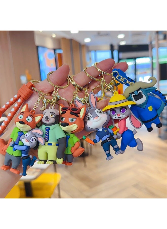 Cartoon Crazy Animal City 2 Keychains, backpacks, car pendants -6 pieces