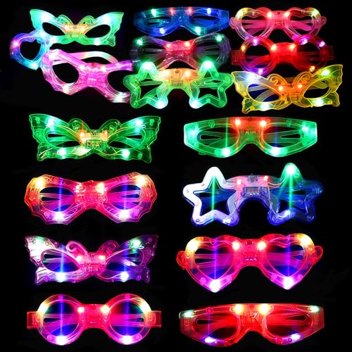 OceanWings 72 Packs LED Glasses for kids Glow in the dark Party Supplies Favor6 LED 6 Shapes Glasses Flashing Plastic Light up Glass Toys Bulk 3 Replaceable Battery fit Halloween Christmas Thanksgiving - Image 1
