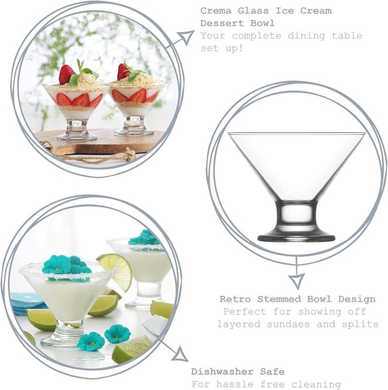 LAV Stemless Martini Glasses Set of 6 Mini Martini Glass Set 55 oz Tiny Elegant Cocktail Glasses for Home and Bars Multipurpose Glass Dessert Sundae Ice Cream Cups 6 Serving Bowl Party Glassware - Image 3