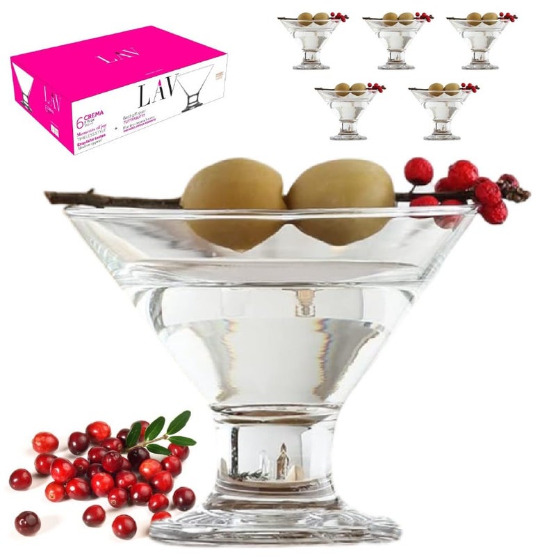 LAV Stemless Martini Glasses Set of 6 Mini Martini Glass Set 55 oz Tiny Elegant Cocktail Glasses for Home and Bars Multipurpose Glass Dessert Sundae Ice Cream Cups 6 Serving Bowl Party Glassware - Image 4