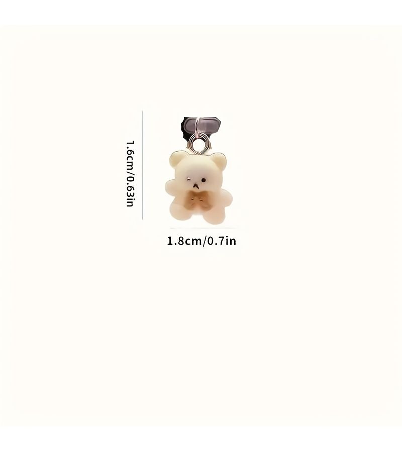 Brown Beige Bear Shaped Phone Dust Plug for iPhone 5-14 Type C Tablet - Image 4