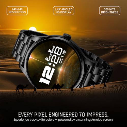 PunnkFunnk H20 Black Dial Smart Watch Combo 1.49" AMOLED Display with 4 Straps, Crown Control, Bluetooth Calling, 100+ Sports Modes, IP67, SPO₂ & Health Tracking, for Men & Women (Black Dial) - Image 2