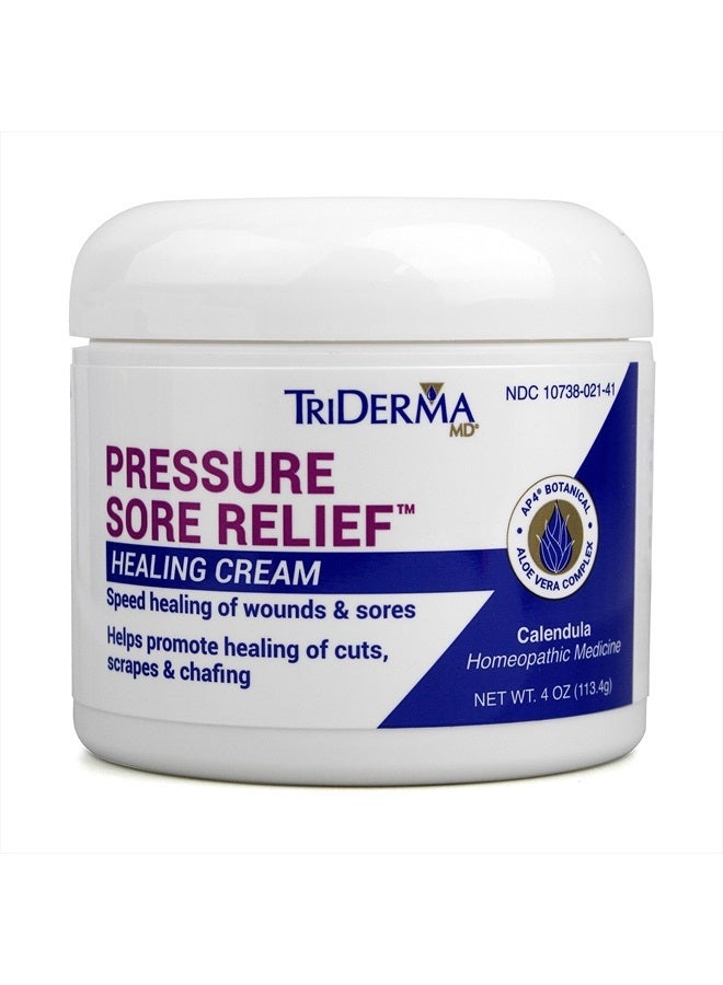 TriDerma MD Pressure Sore Relief Healing Cream for Bed Sores Treatment, Ulcers, Pressure Sores, Wound Healing, Chafed Skin and Hard-to-Heal Skin Sores with Calendula and AP4 Aloe, 4 oz Jar - Image 1