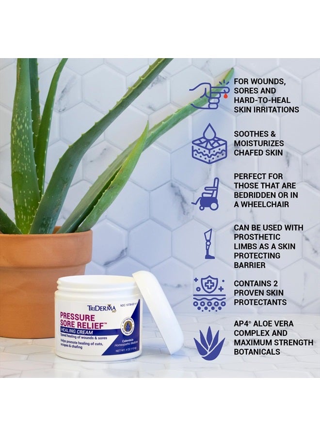 TriDerma MD Pressure Sore Relief Healing Cream for Bed Sores Treatment, Ulcers, Pressure Sores, Wound Healing, Chafed Skin and Hard-to-Heal Skin Sores with Calendula and AP4 Aloe, 4 oz Jar - Image 2