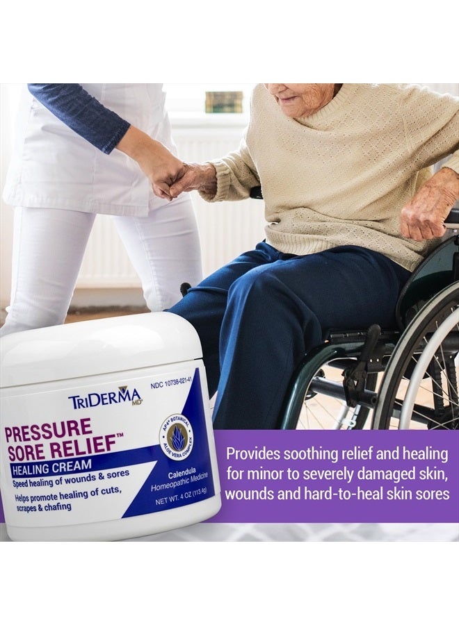 TriDerma MD Pressure Sore Relief Healing Cream for Bed Sores Treatment, Ulcers, Pressure Sores, Wound Healing, Chafed Skin and Hard-to-Heal Skin Sores with Calendula and AP4 Aloe, 4 oz Jar - Image 3