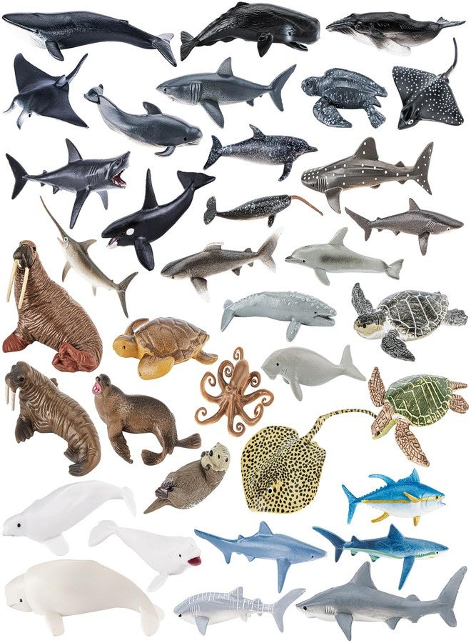 THINKBAY 36PCS Sea Animal Toys with Shark, Whale, Octopus & Other Ocean Animal FigurinesToys for Kids, Water Table Ocean Theme Cake Toppers Party Favors Birthday Gift for Boys Girls - Image 1