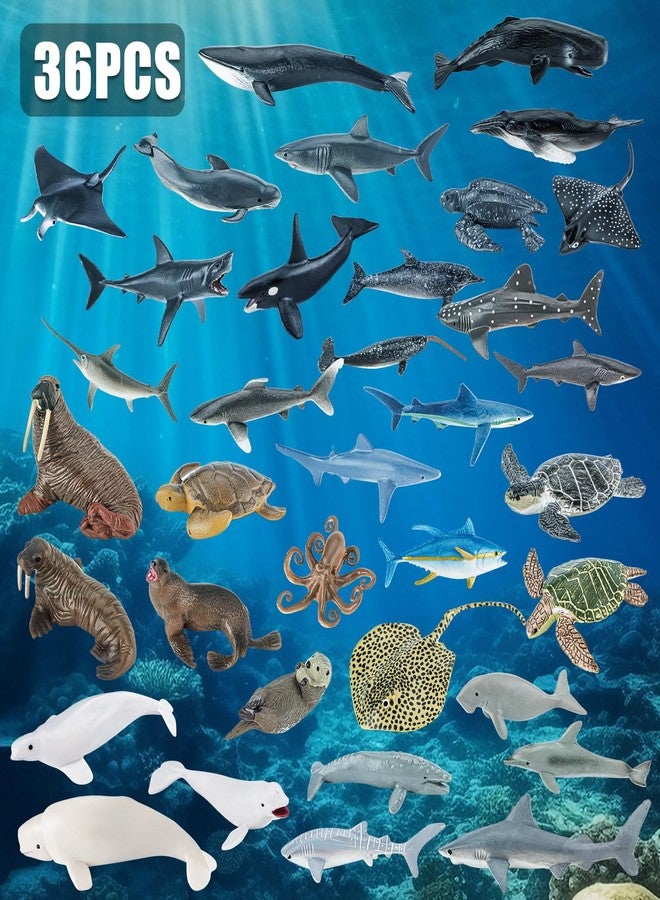 THINKBAY 36PCS Sea Animal Toys with Shark, Whale, Octopus & Other Ocean Animal FigurinesToys for Kids, Water Table Ocean Theme Cake Toppers Party Favors Birthday Gift for Boys Girls - Image 4