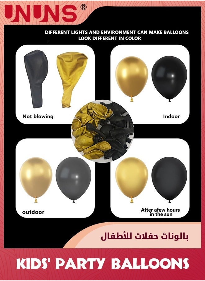 UNUNS Black And Gold Balloons Arch Kit,134 Pcs Chrome Metallic Balloons Different Sizes 5/10/12/18 Inch Latex Party Balloons Kit,For Birthday Party Arch Decoration Wedding Birthday Baby Shower - Image 3