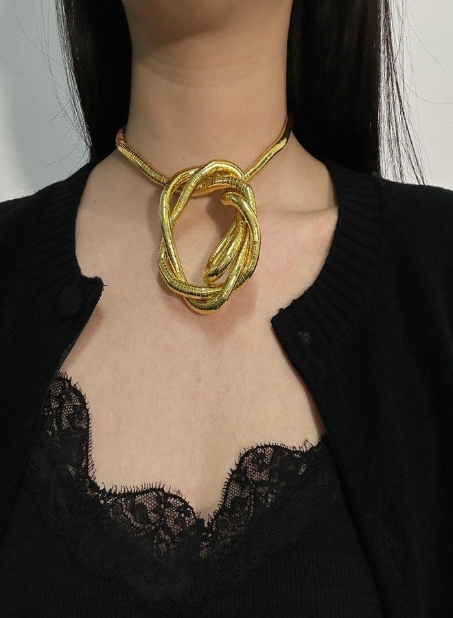 HTH Bendable Snake Necklace Flexible Adjustable Snake Choker Necklace Bracelet Accessories (Gold) - Image 3