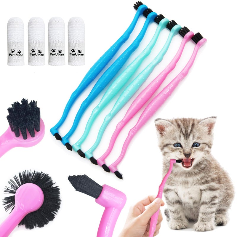 PenVinoo Dual Sided Cat Toothbrush Dog Toothbrush Finger Brush Micro Head to fit into Small to Large Dogs & Cats (Black, Small) - Image 1