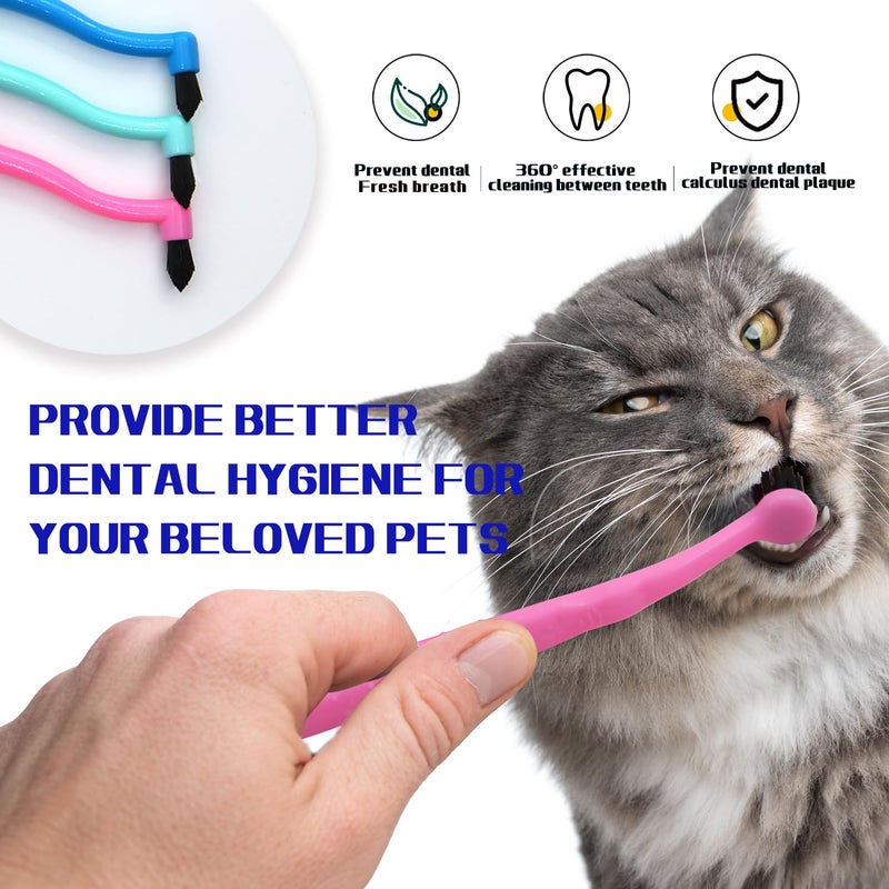 PenVinoo Dual Sided Cat Toothbrush Dog Toothbrush Finger Brush Micro Head to fit into Small to Large Dogs & Cats (Black, Small) - Image 3