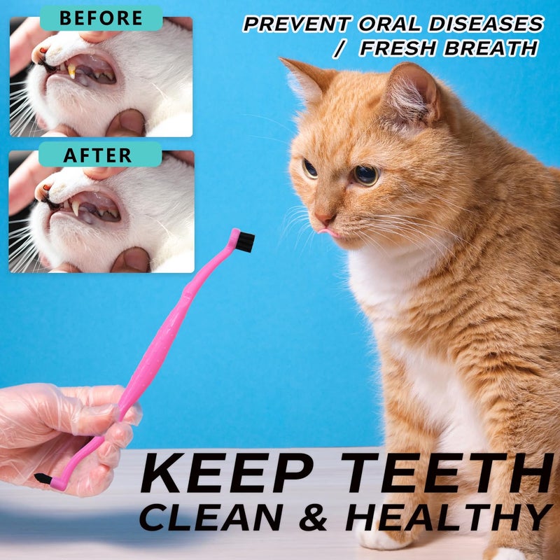 PenVinoo Dual Sided Cat Toothbrush Dog Toothbrush Finger Brush Micro Head to fit into Small to Large Dogs & Cats (Black, Small) - Image 2