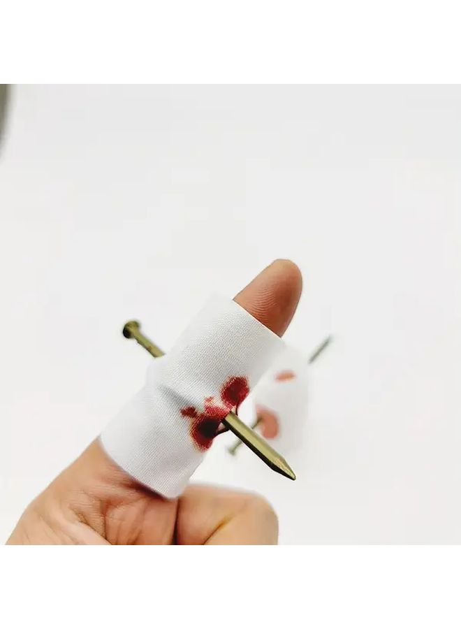 2Pcs Finger Nails Halloween Prank Toy Realistic Fake Blood with Band Aids For Horror Party Props - Image 2