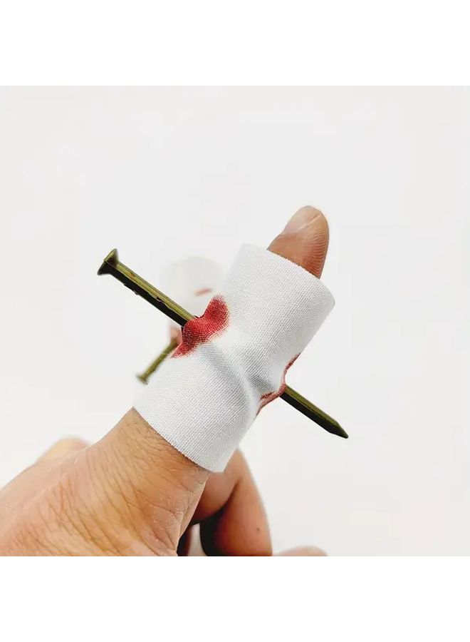 2Pcs Finger Nails Halloween Prank Toy Realistic Fake Blood with Band Aids For Horror Party Props - Image 1