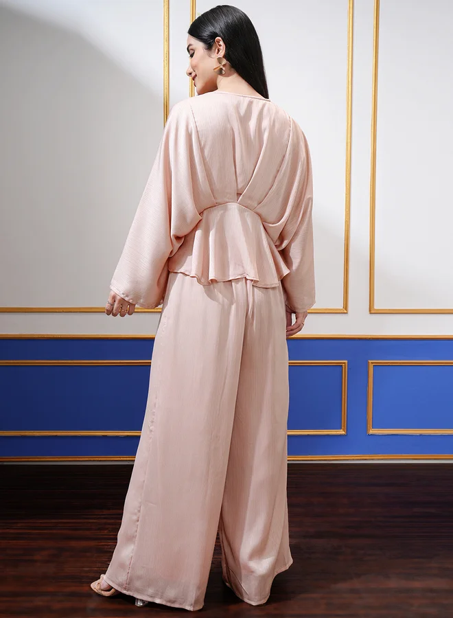 Vishudh Pleated Peplum Kaftan Top and Palazzo Co-Ords