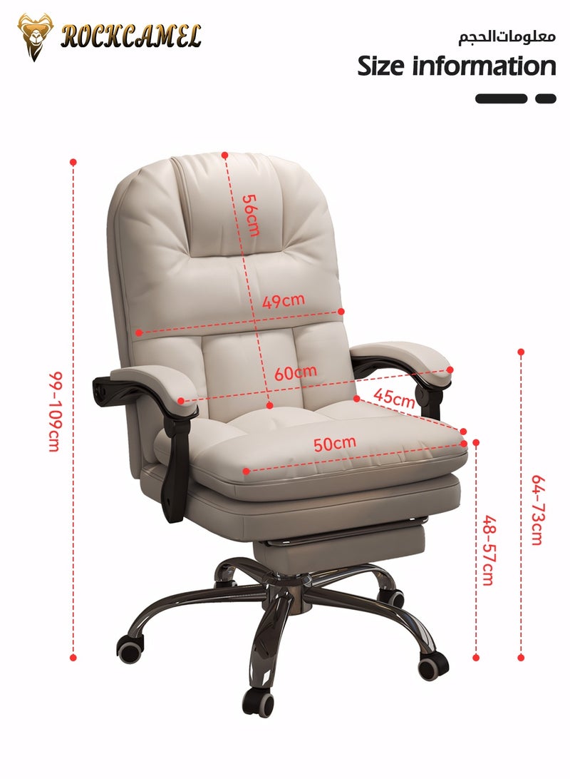 ROCKCAMEL كرسي ألعاب كمبيوتر مريح وفقًا لبيئة العمل البشرية، مع مسند أقدام قابل للسحب، ومسند للظهر لدعم المنطقة القطنية، مناسب للجلوس لفترات طويلة، وقابل للدوران والتعديل، مثالي للمكاتب المنزلية وأماكن الألعاب، باللون الأبيض. - Image 4