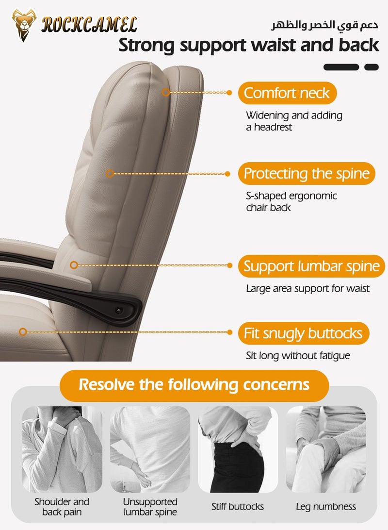 ROCKCAMEL كرسي ألعاب كمبيوتر مريح وفقًا لبيئة العمل البشرية، مع مسند أقدام قابل للسحب، ومسند للظهر لدعم المنطقة القطنية، مناسب للجلوس لفترات طويلة، وقابل للدوران والتعديل، مثالي للمكاتب المنزلية وأماكن الألعاب، باللون الأبيض. - Image 5