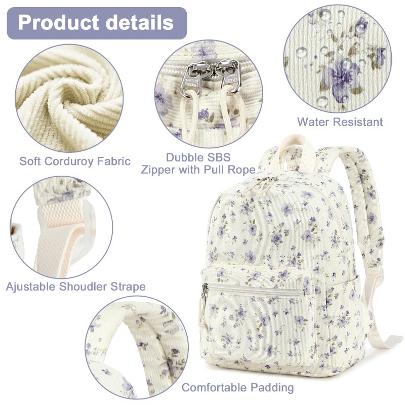 BTOOP Mini Backpack Women Girls Water-resistant Small Backpack Purse Shoulder Bag for Womens Adult Kids School Travel (Purple Floral201) - Image 4