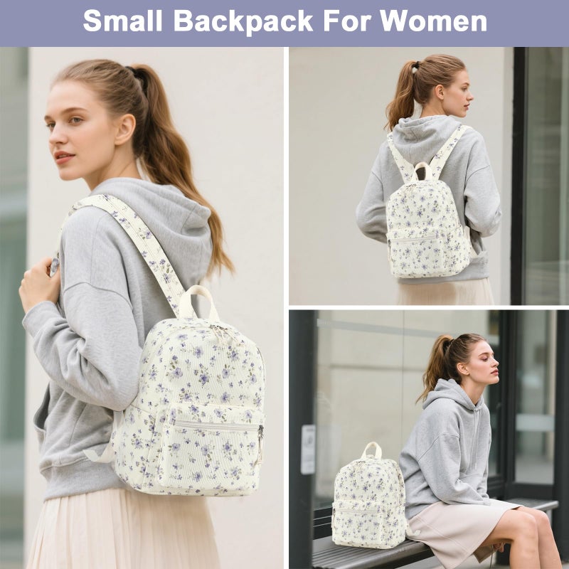 BTOOP Mini Backpack Women Girls Water-resistant Small Backpack Purse Shoulder Bag for Womens Adult Kids School Travel (Purple Floral201) - Image 2