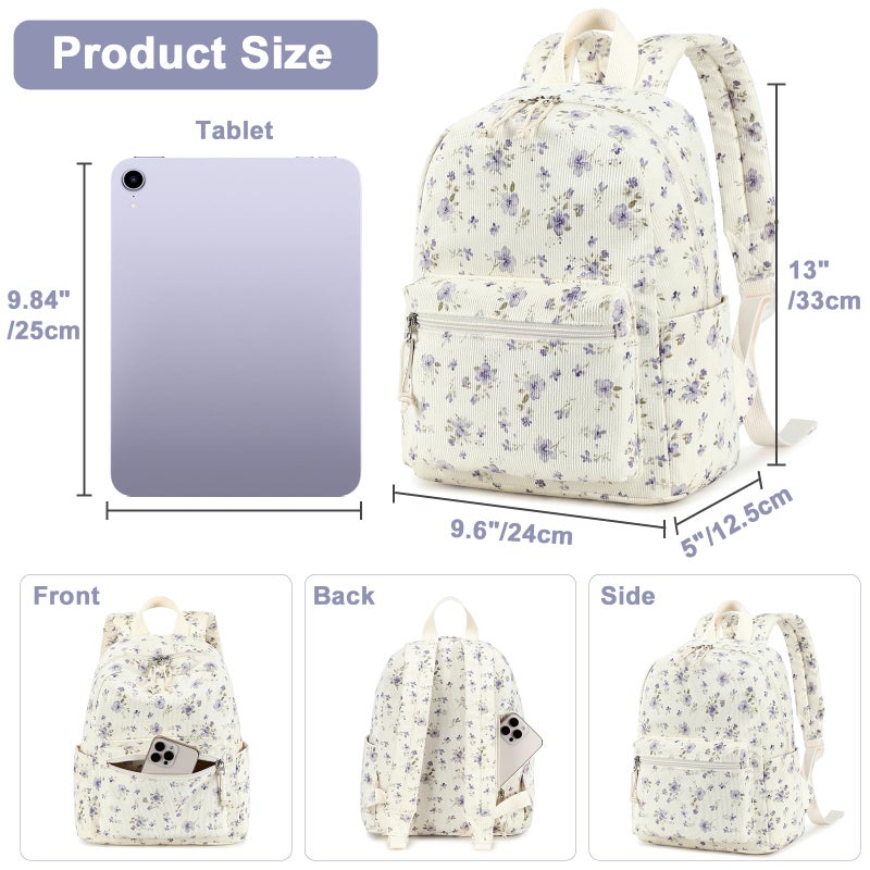BTOOP Mini Backpack Women Girls Water-resistant Small Backpack Purse Shoulder Bag for Womens Adult Kids School Travel (Purple Floral201) - Image 3
