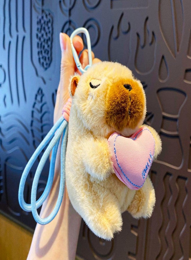 Ditucu 2 Pcs Capybara Plush Keychain Toys Cute Flower Heart Capibara Stuffed Animals Dolls Pendant for Backpack Decoration Gifts for Kids Dark Brown - Image 3