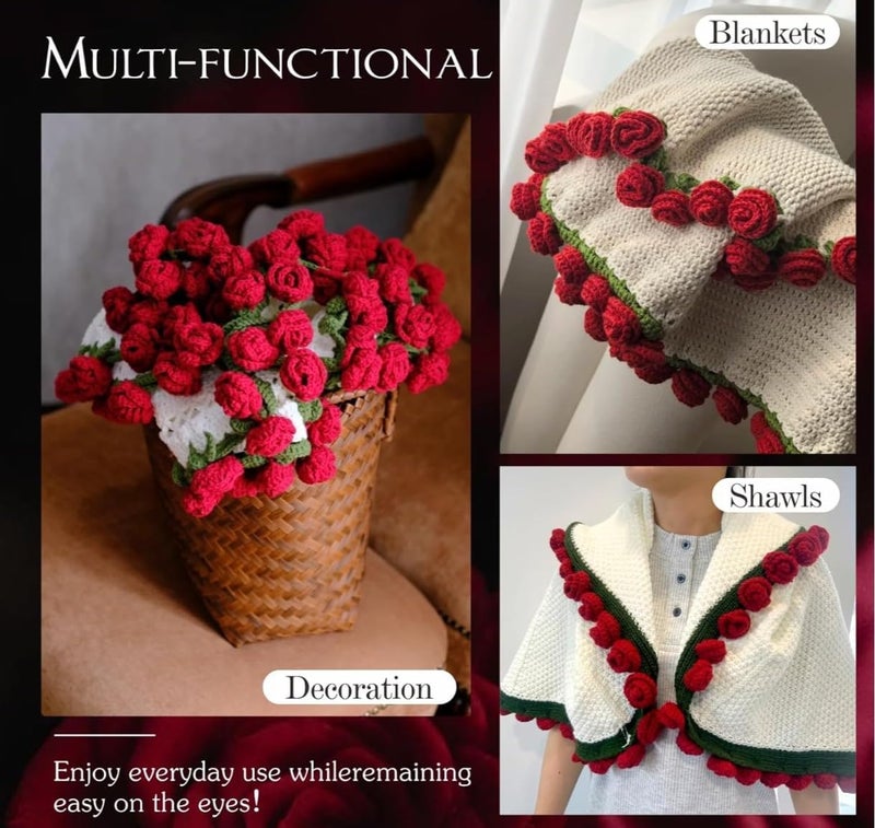 VRB Dec 1pcs 60 CM Diameter Artificial Crochet Flower Bouquet/Artificial Flowers Bunch/Crochet flowers bouquet/Crochet flowers/Flowers Bouquet Gift for Girls Home Decor,gifting,etc. (Design 10) - Image 4