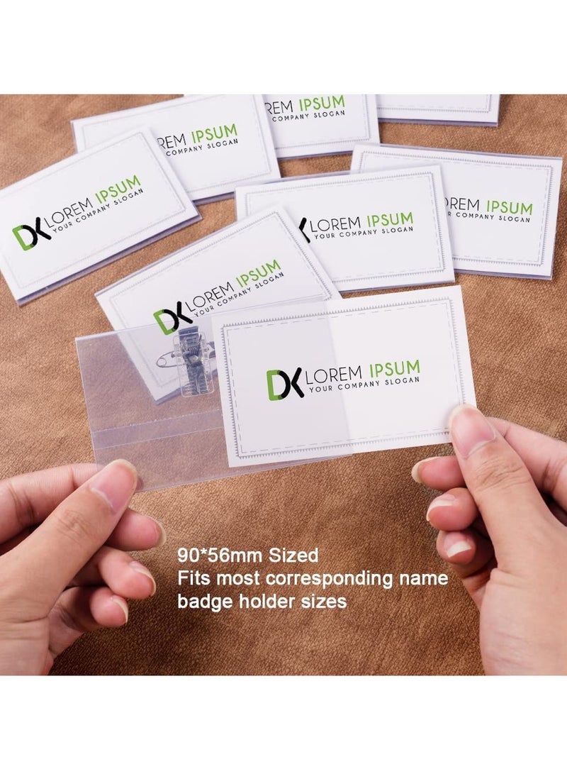 Badge Holders, Name Badges with Crocodile Clip and Safety Pin, Waterproof Badge Holders Blank Card Insert Sheets Horizontal ID Card Holder Company, School, Corporate Conference 26Pcs - Image 3