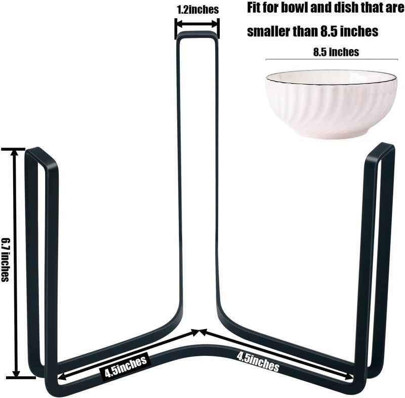 MINGFANITY 2PCS Bowl Plate Holder Organizer for 7585 Inch Bowls Metal Storage Rack for Kitchen Countertop Cabinet Shelf Cupboard Black - Image 2