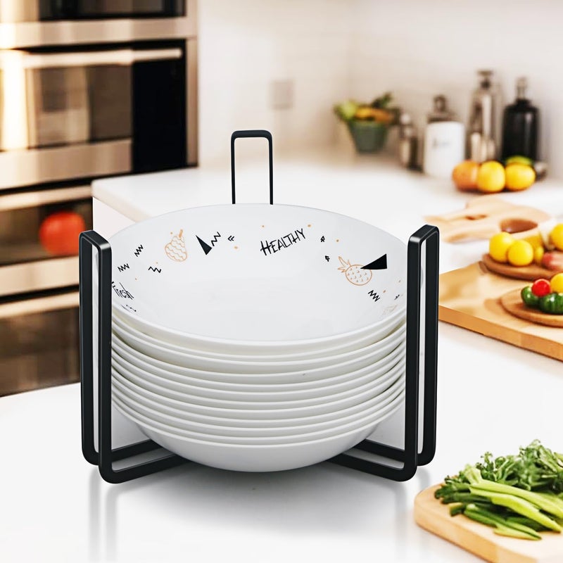 MINGFANITY 2PCS Bowl Plate Holder Organizer for 7585 Inch Bowls Metal Storage Rack for Kitchen Countertop Cabinet Shelf Cupboard Black - Image 4