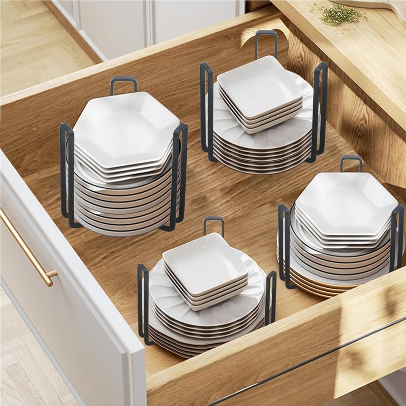 MINGFANITY 2PCS Bowl Plate Holder Organizer for 7585 Inch Bowls Metal Storage Rack for Kitchen Countertop Cabinet Shelf Cupboard Black - Image 3