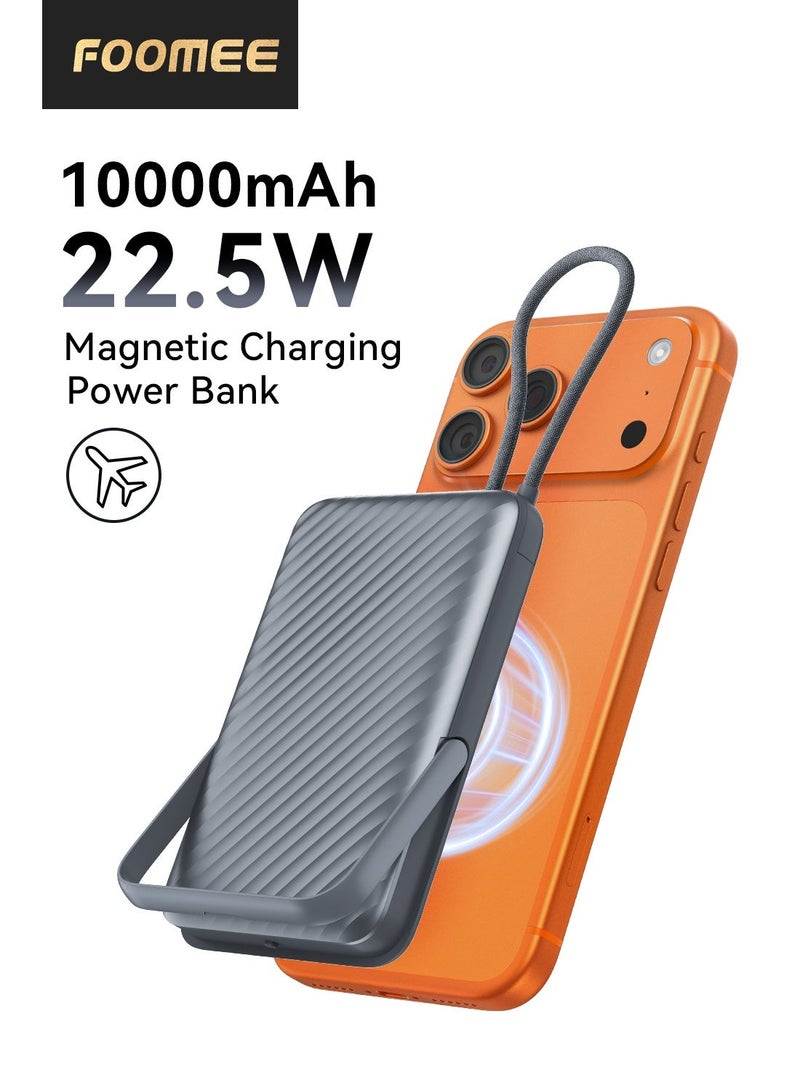 PUKON 10000mAh Power Bank With Built-In Lightning Type-C & Micro USB Cables Fast Charging Portable Charger With LED Display & Carry Strap Black 1 Year Warranty - Image 2