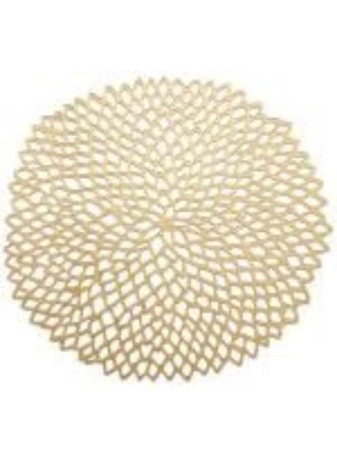 Chilewich Dahlia Pressed Vinyl Round Placemat 15", Brass - Image 4
