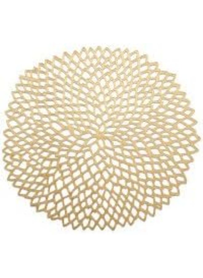 Chilewich Dahlia Pressed Vinyl Round Placemat 15", Brass - Image 3