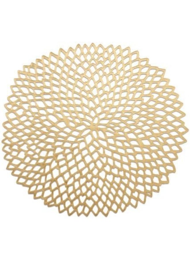 Chilewich Dahlia Pressed Vinyl Round Placemat 15", Brass - Image 2