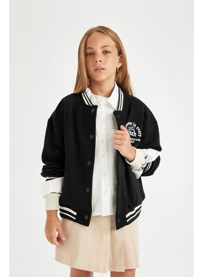 Girl Knitted Oversize Fit Bomber Long Sleeve Cardigan