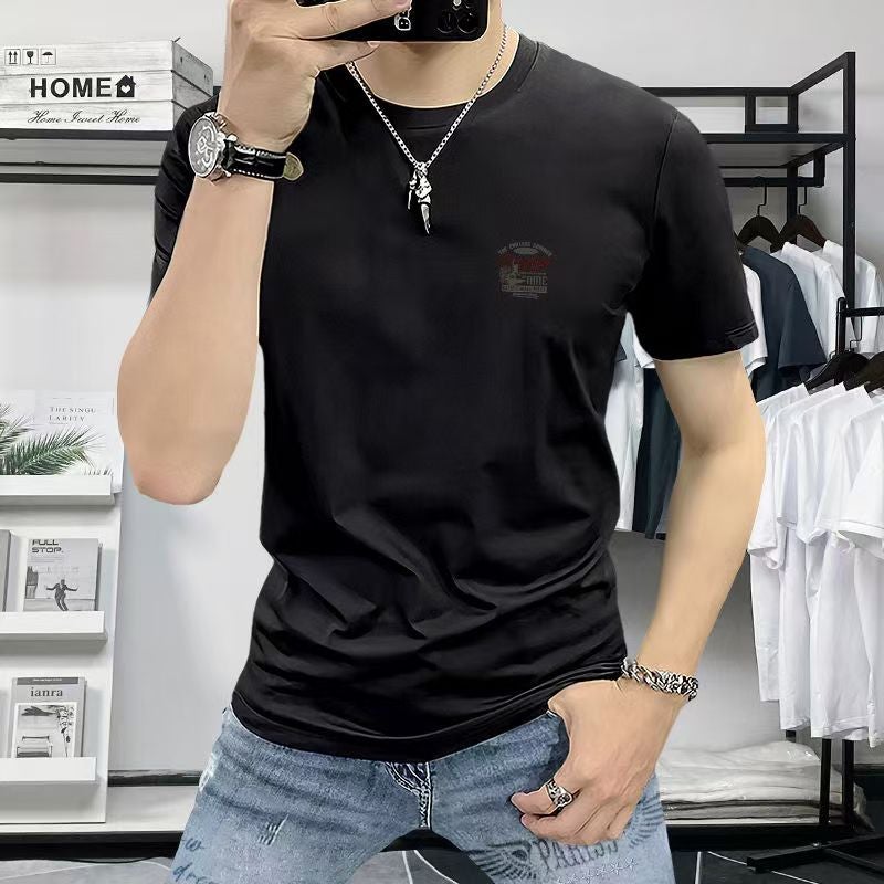 Heavy Cotton Short-Sleeved T-Shirt Men'S And Women'S Trendy Brand Ins Loose Summer Casual Round Neck Printed T-Shirt Hong Kong-Style Trendy Top - Image 2