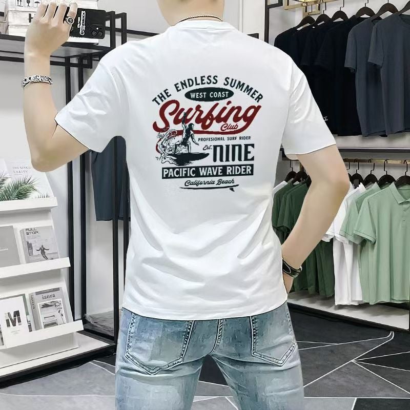 Heavy Cotton Short-Sleeved T-Shirt Men'S And Women'S Trendy Brand Ins Loose Summer Casual Round Neck Printed T-Shirt Hong Kong-Style Trendy Top - Image 1