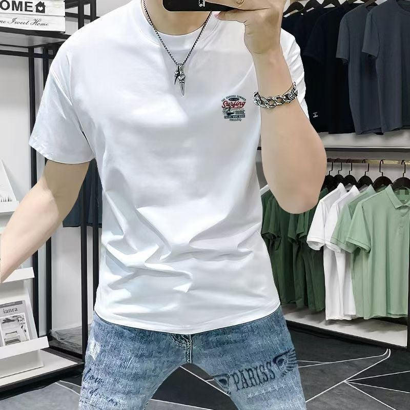 Heavy Cotton Short-Sleeved T-Shirt Men'S And Women'S Trendy Brand Ins Loose Summer Casual Round Neck Printed T-Shirt Hong Kong-Style Trendy Top - Image 4