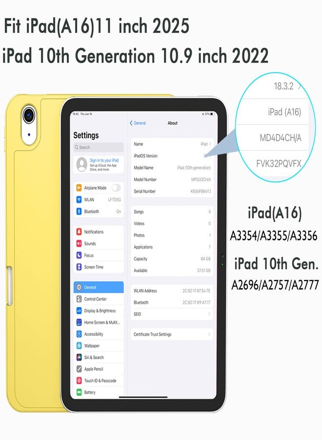 iMieet جراب iMieet لجهاز iPad من الجيل العاشر مقاس 10.9 بوصة (إصدار 2022) مع حامل قلم، غطاء حماية ثلاثي الطي رفيع مع ظهر من مادة TPU الناعمة وخاصية التشغيل/الإيقاف التلقائي، لون أصفر - Image 2