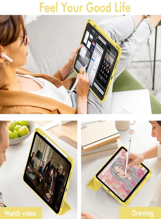 iMieet جراب iMieet لجهاز iPad من الجيل العاشر مقاس 10.9 بوصة (إصدار 2022) مع حامل قلم، غطاء حماية ثلاثي الطي رفيع مع ظهر من مادة TPU الناعمة وخاصية التشغيل/الإيقاف التلقائي، لون أصفر - Image 5