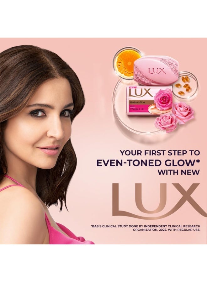 لوكس صابون الاستحمام "لوكس راديانت جلو" (Lux Radiant Glow) المعزز بفيتاميني C وE | لبشرة متألقة بامتياز | اشترِ 4 واحصل على 1 مجاناً | 150 جم - Image 2
